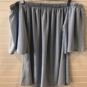 Light Blue Short Off-Shoulder Top